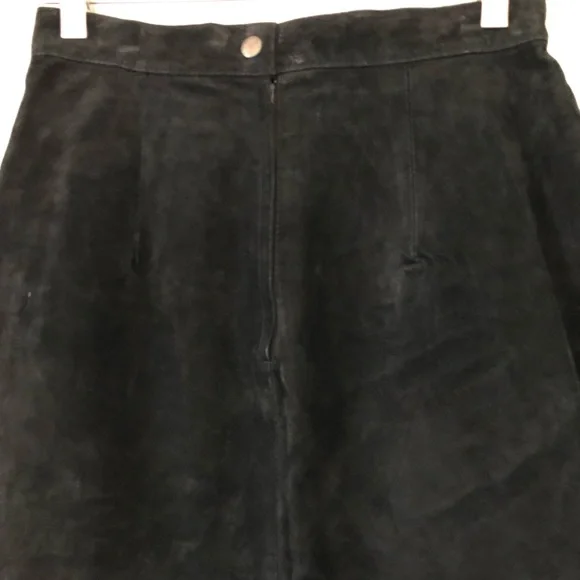 Vintage 80’s Gitano black suede midi pencil skirt SMALL - Picture 6 of 10